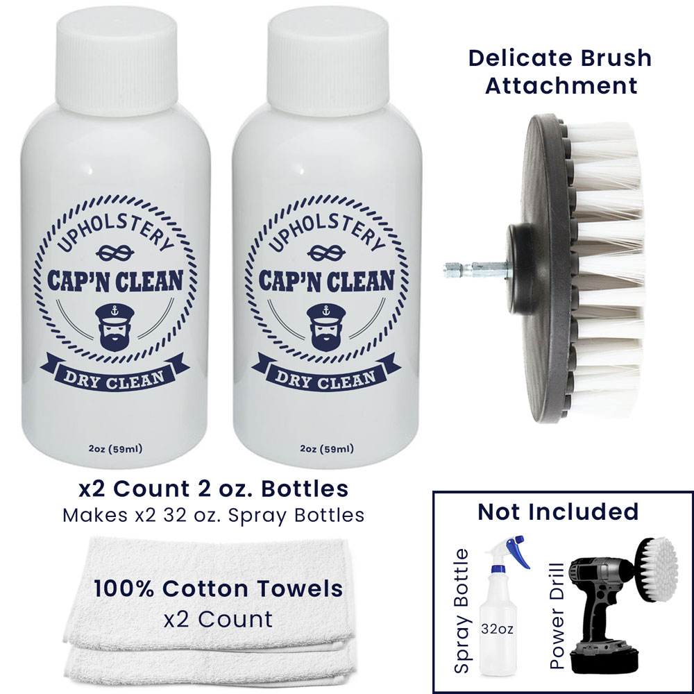 Capn Clean Upholstery Cleaning Solution Kit - Capn Clean Fabric and Fiber  Care Solutions - Upholstery, Fine Fabrics, Area Rugs, Carpet